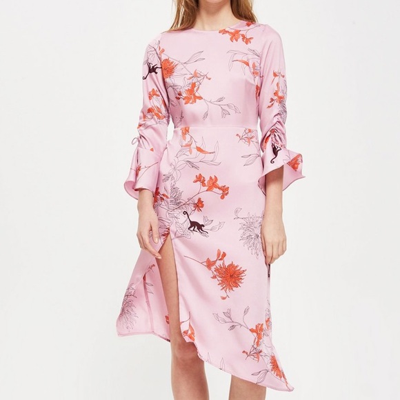 Topshop Petite pink satin monkey midi shift dress - Picture 1 of 7